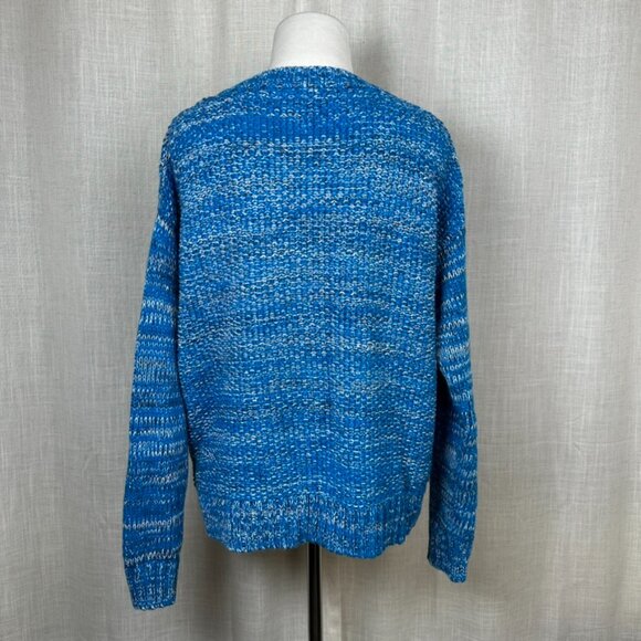 Gap Chunky Knit Pullover Sweater Womens S Preppy Fisherman Thick Marled Blue - Picture 2 of 13
